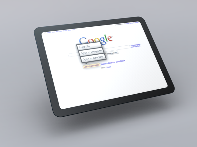 Концепт дизайна «Google Chromium OS Tablet Edition»